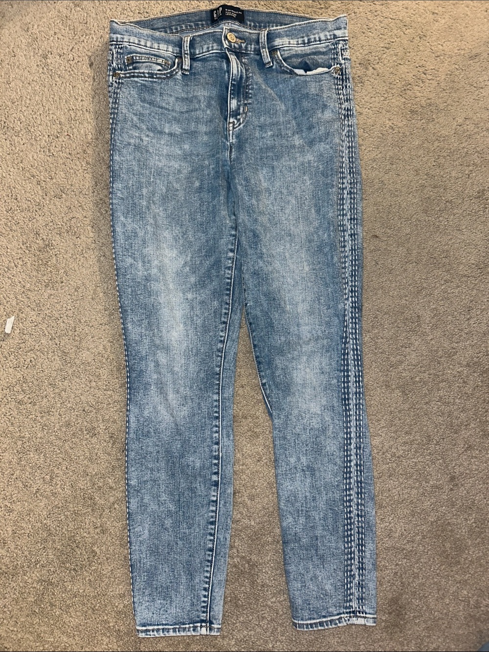 GAP Women's Light Blue Skinny Jeans with Side Stitch Detail